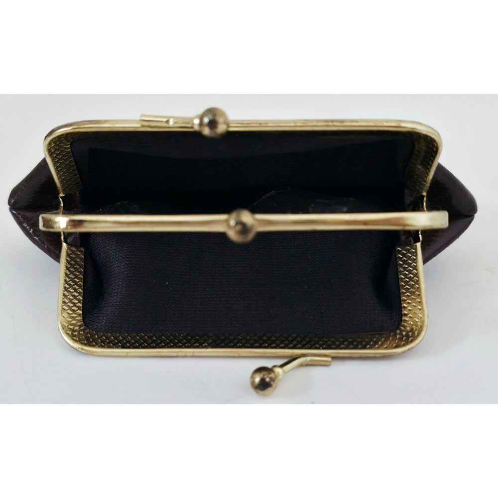 VINTAGE *NEW* 1960's Brown with Brass Clasp 2 Section Change Purse