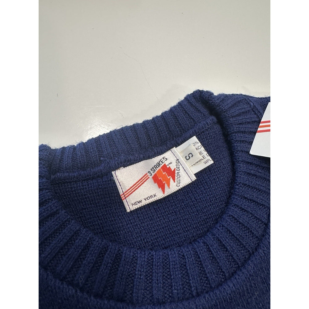 Vintage *NEW* Original 1980's Navy 'Sony Tape' Dealer Promo Sweater w/Tag Sz S