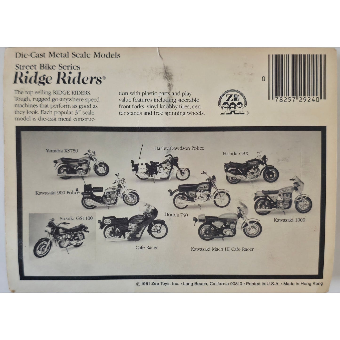 VINTAGE *NEW* 1981 Ridge Rider Harley Davidson Police Metal Scale Die-Cast Toy Motorcycle