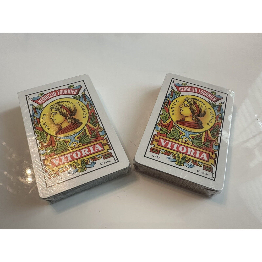 VINTAGE *NEW* 1960's Heraclio Fournier Vitoria Playing Cards 2 Decks Spain