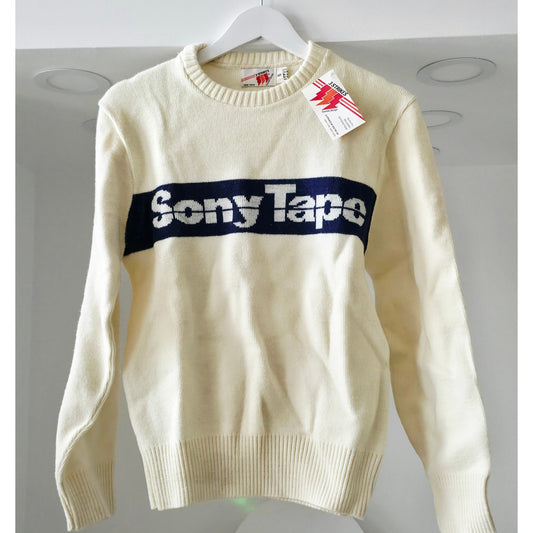 Vintage *NEW* Original 1980's Cream 'Sony Tape' Dealer Promo Sweater Size S