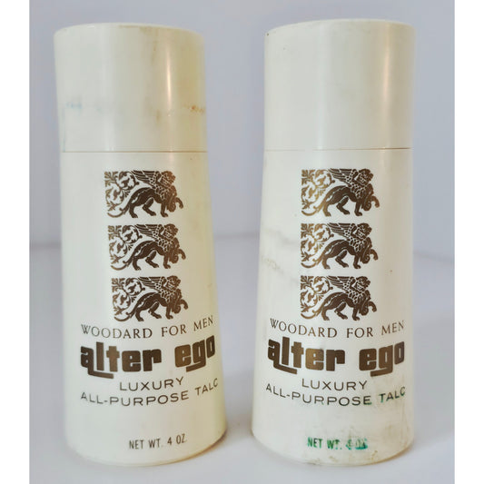 VINTAGE *NEW* 1970's Woodard for Men Luxury All-Purpose Talcom Powder Set of 2