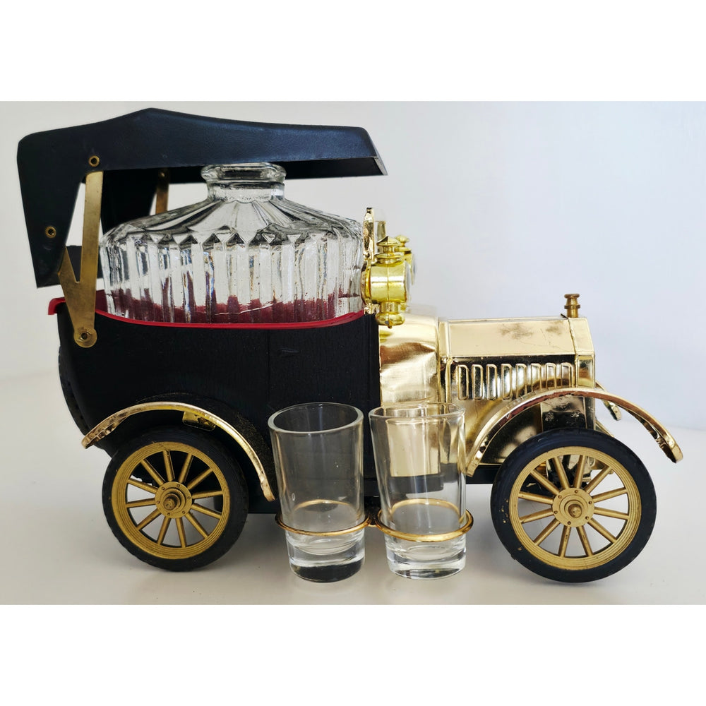 VINTAGE *NEW* 1950's Decanter Music Box 1918 Ford Car w/4 Shot Glasses