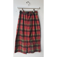 VINTAGE *NEW* 1960's Women's Italian Red/Green Plaid Wool Pencil Skirt Size S