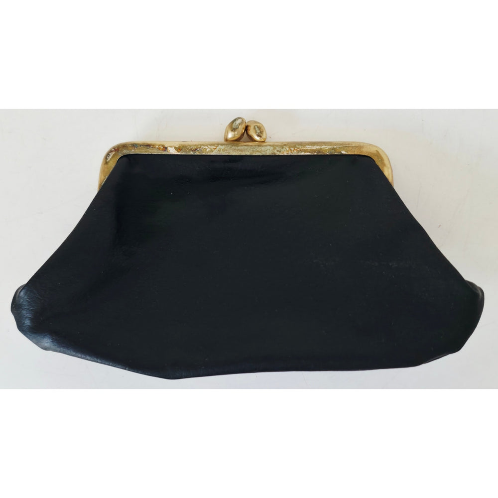 VINTAGE *NEW* 1960's Black with Gold Design Change Purse