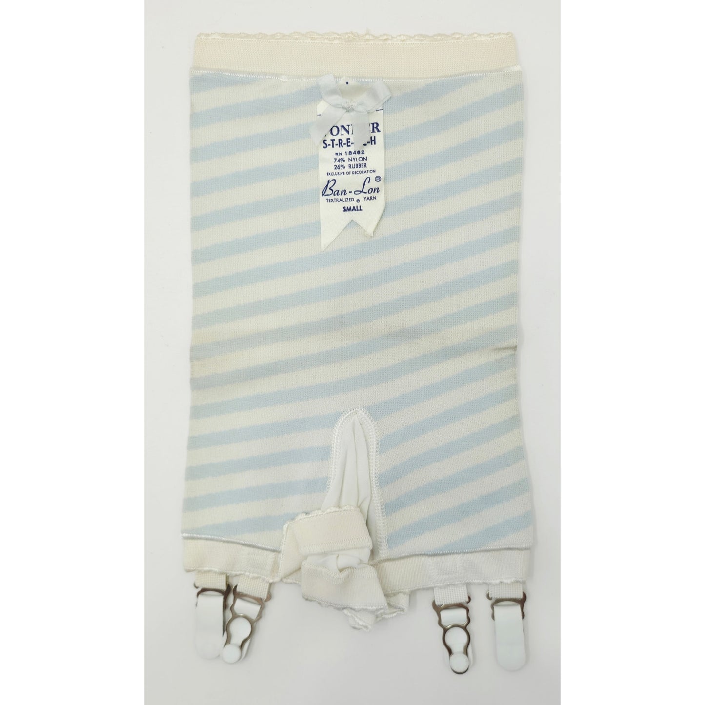 VINTAGE *NEW* 1960's Ban-Lon Women's Blue & White Striped Girdle w/Garter Size S