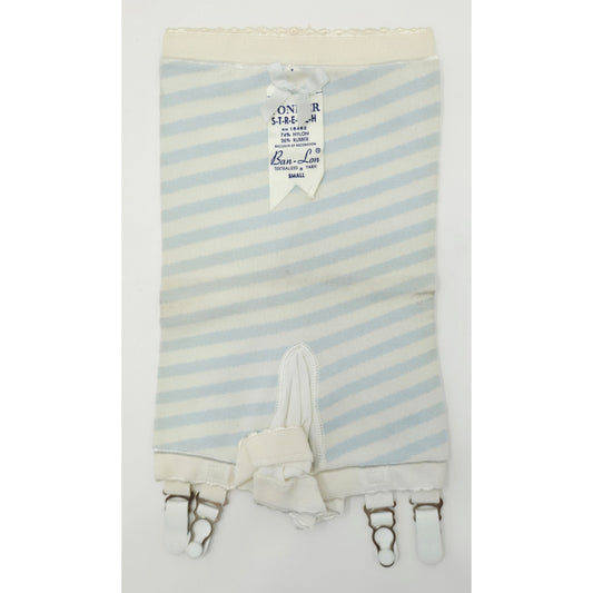 VINTAGE *NEW* 1960's Ban-Lon Women's Blue & White Striped Girdle with Garters Size S