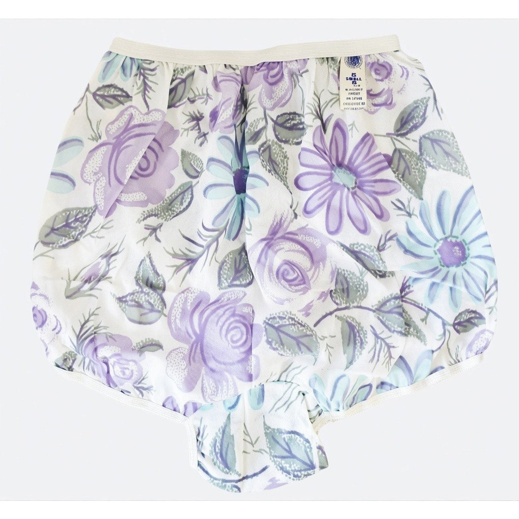 VINTAGE *NEW* 1960's Women's Purple Flower Print Panties Underwear Size 5 (S) USA