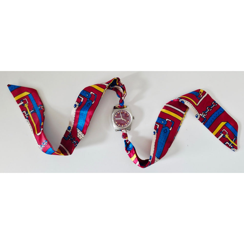 "Frozen In Time" 1960's Vintage Watch Face w/ Silk/Satin Tie Bracelet