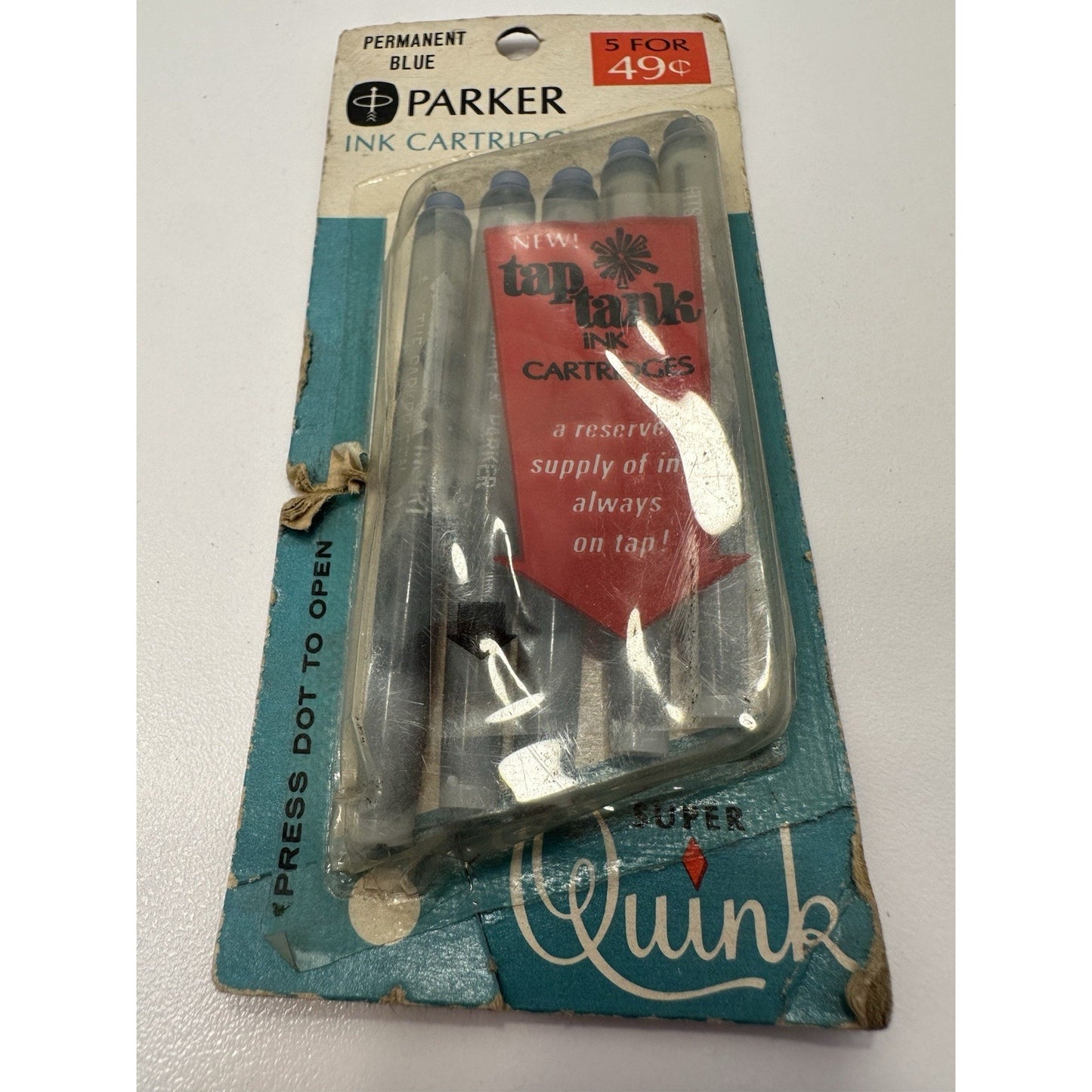 VINTAGE *NEW* 1970's Parker Ink Cartridges Pack of 5 - Blue