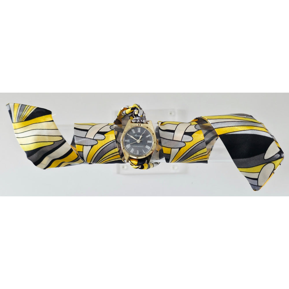 "Frozen In Time" 1960's Vintage Watch Face w/ Silk/Satin Tie Bracelet