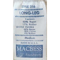 VINTAGE *NEW* 1960's Macbess Women's Cream Shapewear w/Garters Size M USA