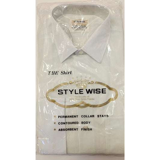 VINTAGE *NEW* 1960's Men's STYLEWISE Cream Dress Shirt 100% Nylon Size 14-32