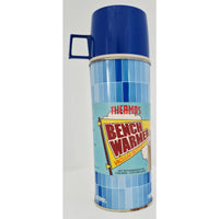 VINTAGE *NEW* 1970's Benchwarmer Thermos Blue Striped  Vacuum Bottle 14.4oz USA