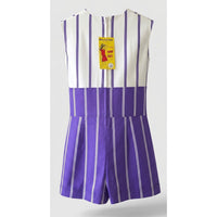 VINTAGE *NEW* 1960's Purple & White Stripe Waist Tie Romper Size 14 Japan
