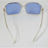 VINTAGE *NEW* 1970's Glam Unisex Translucent |Clear Frame with Blue Lens Sunglasses
