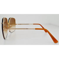 VINTAGE *NEW* 1970's Glam Unisex Sunglasses Gold Frame with Smoke Brown Lens