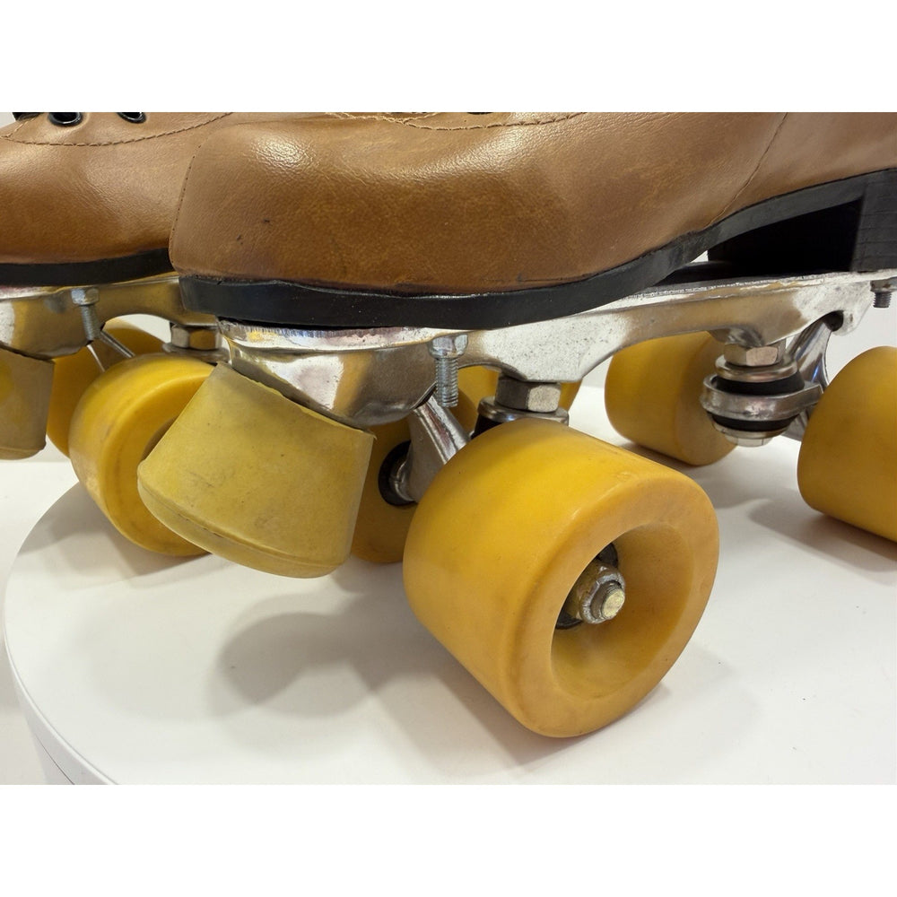 VINTAGE *NEW* 1970's Hot Shot Vinyl Demi-Boot Roller Skates Men's 7.5/Wmn's 9.5 Brown Leather