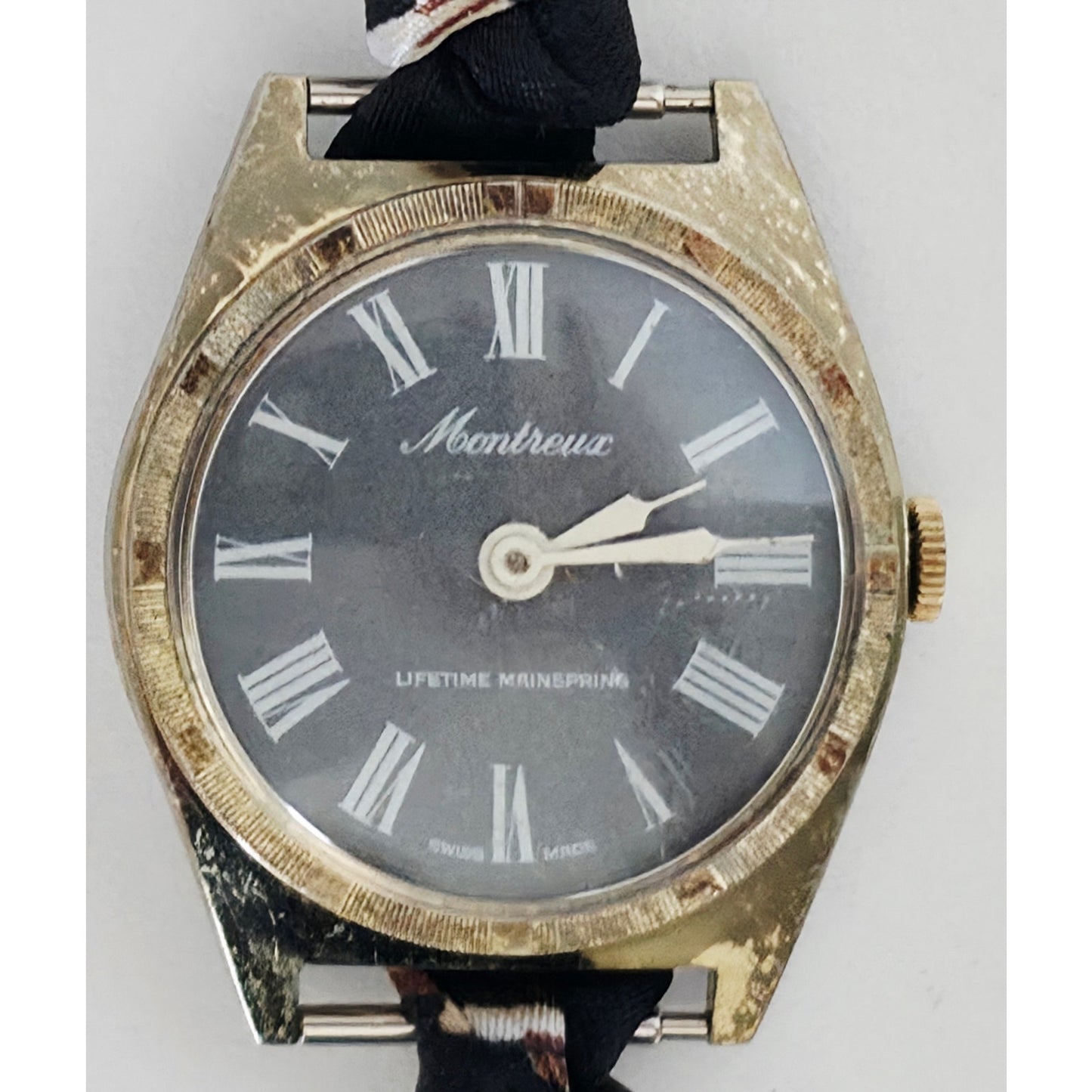 "Frozen In Time" 1960's Vintage Watch Face w/ Silk/Satin Tie Bracelet