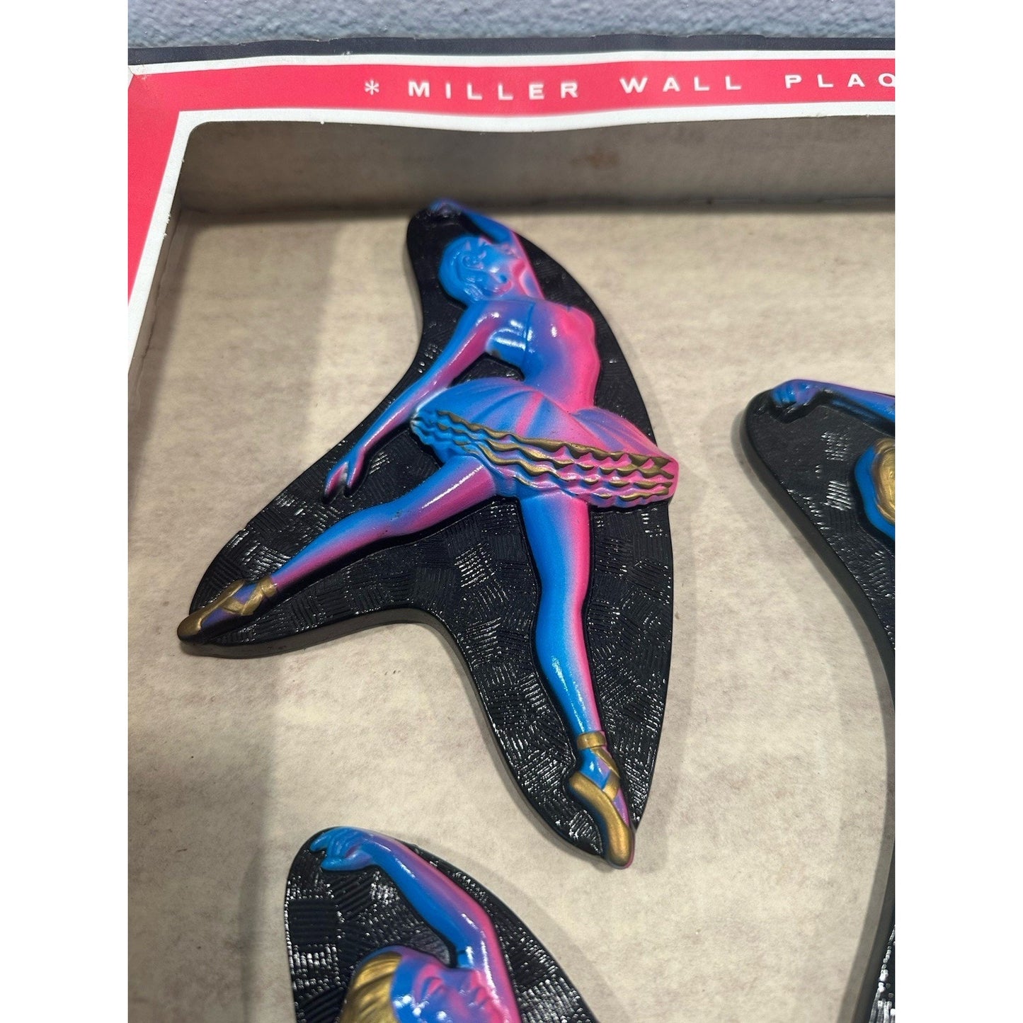 VINTAGE *NEW* Miller Studios 60's Hand-Painted Ballet Dancers Wall Plaques