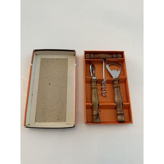 VINTAGE *NEW* 1960's Wooden 3-piece Bar Set
