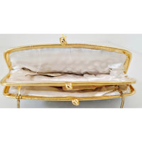 VINTAGE *NEW* 1960's Hand-Made Fancy Beaded Purse Silver with Gold Strap