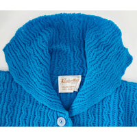 VINTAGE *NEW* 1970's Zephyr Maid Women's Blue Cable Stitch Sweater Size 38