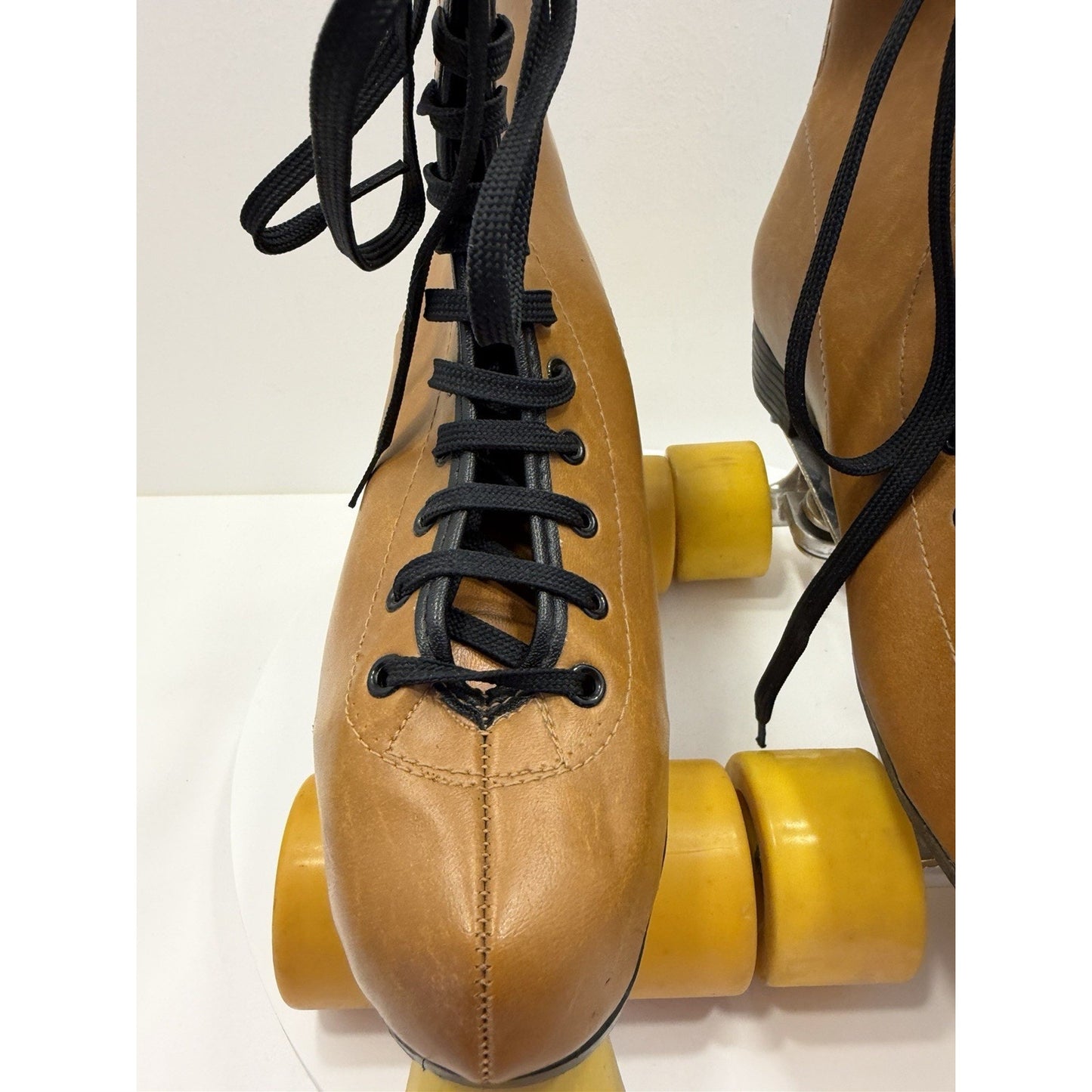 VINTAGE *NEW* 1970's Hot Shot Vinyl Demi-Boot Roller Skates Men's 7.5/Wmn's 9.5 Brown Leather