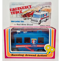 VINTAGE *NEW* 1960's Emergency Trucks Mercedes Van w/Real Siren Sound Set of 3