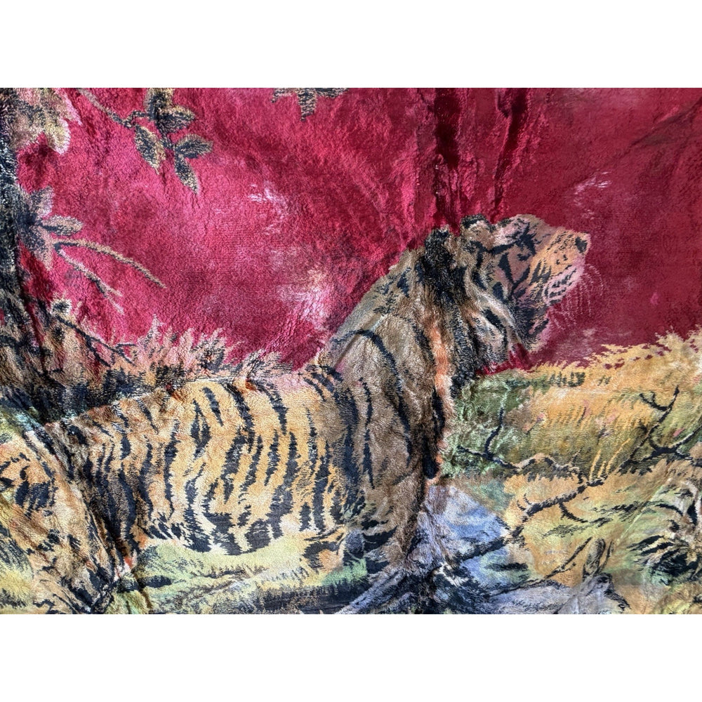 VINTAGE *PRISTINE* 1960's Tigers Velvet Tapestry