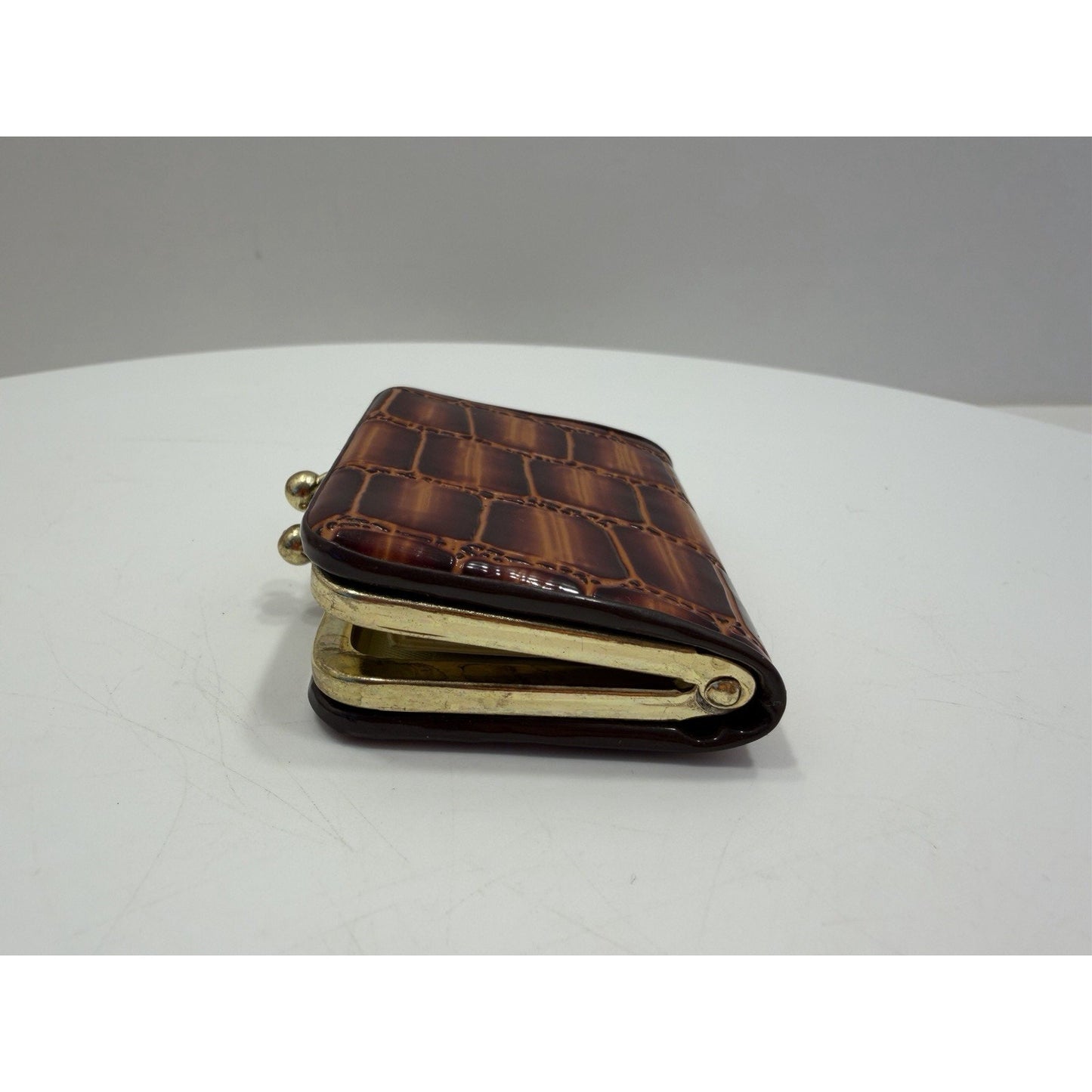 VINTAGE *NEW* 1960's Snake-Inspired 2-Section Small Change Purse Keychain | Brown