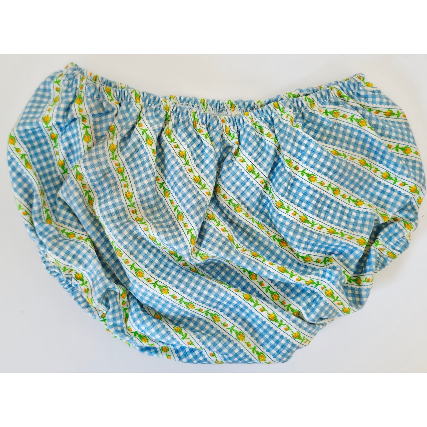 VINTAGE *NEW* 1950's Kids Swimsuit Blue & Green Checkered w/Flowers Size 5-6 USA