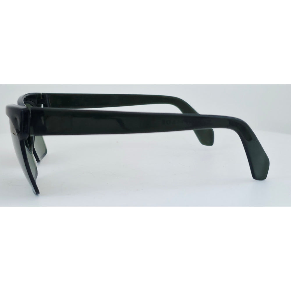 VINTAGE 1970's Glam Unisex Black Frame with Gray Lens Sunglasses Made in Switzerland