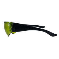 VINTAGE *NEW* 1970's Glam Unisex Sunglasses Black Frame with Neon Green Lens