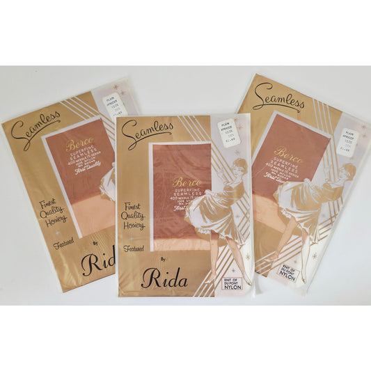 VINTAGE *NEW* 1960's Superfine 400 Needle 15 Denier Pantyhose Size 10.5 Set 3