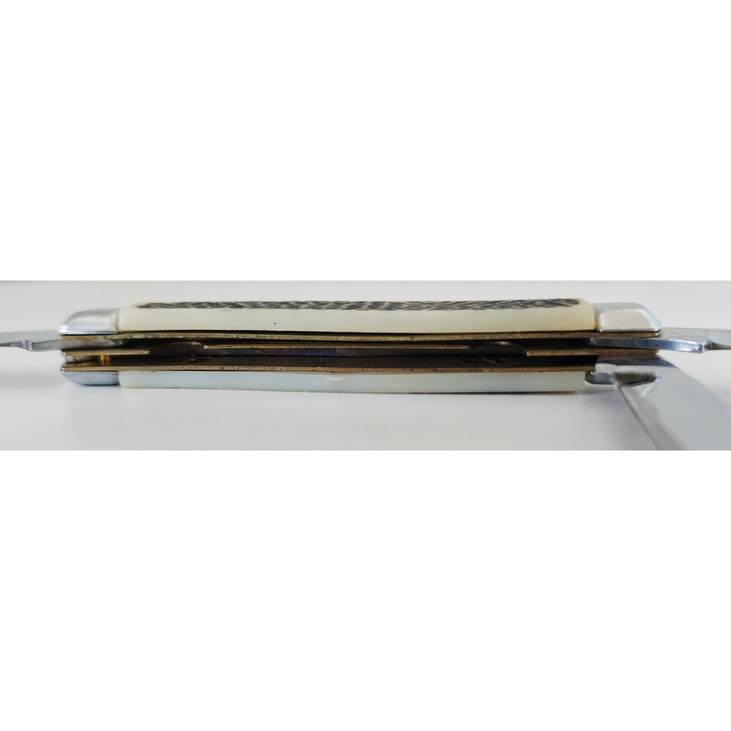 VINTAGE *NEW* 1970's Bone/Silver Handle Pocket 2-Blade Pocket Knife