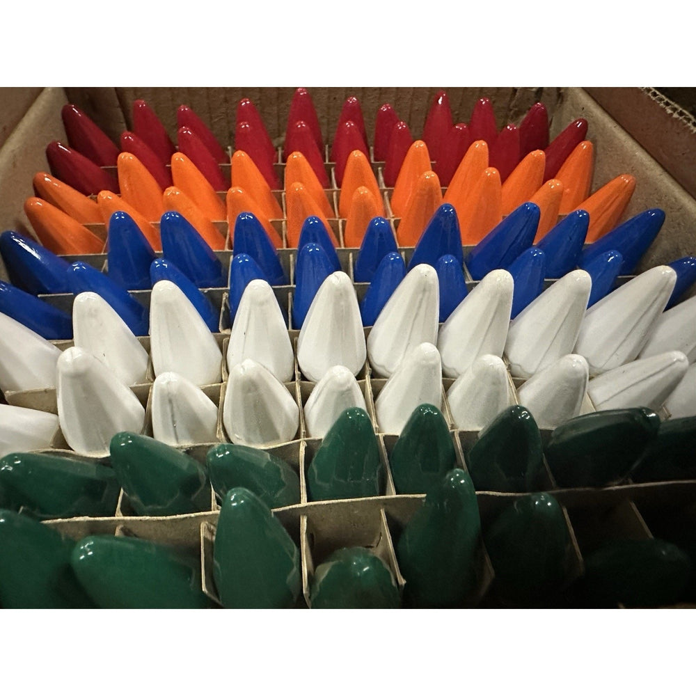 VINTAGE *NEW* 1960's Christmas Light Bulbs C6 Set of 100 - ORANGE ONLY