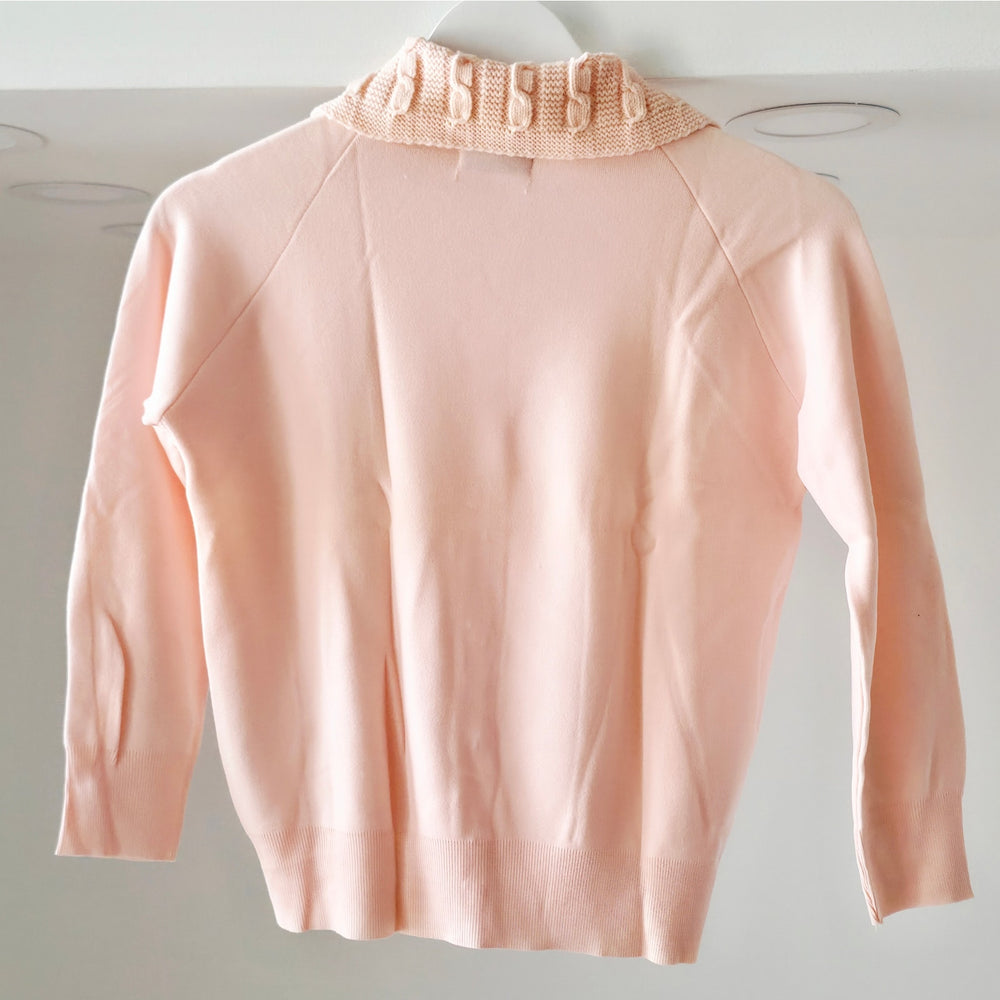 VINTAGE *NEW* 1960's Women's Light Pink Sweater w/Collar 100% Nylon Size 38