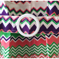 VINTAGE *NEW* 1960's Green & Pink Chevron Print Romper with Belt Size 16 Japan