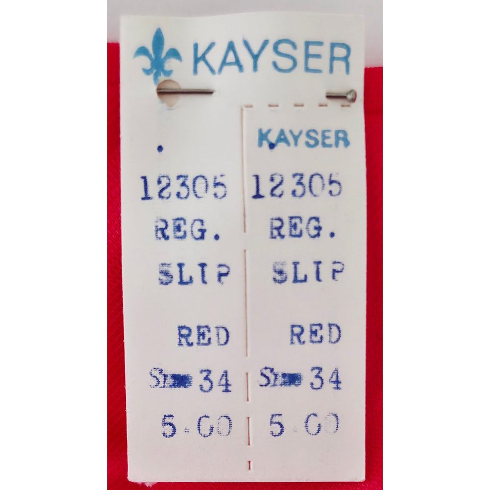 VINTAGE *NEW* 1960's Kayser Women's Red with Scalloped Trim Slip Dress Size 34