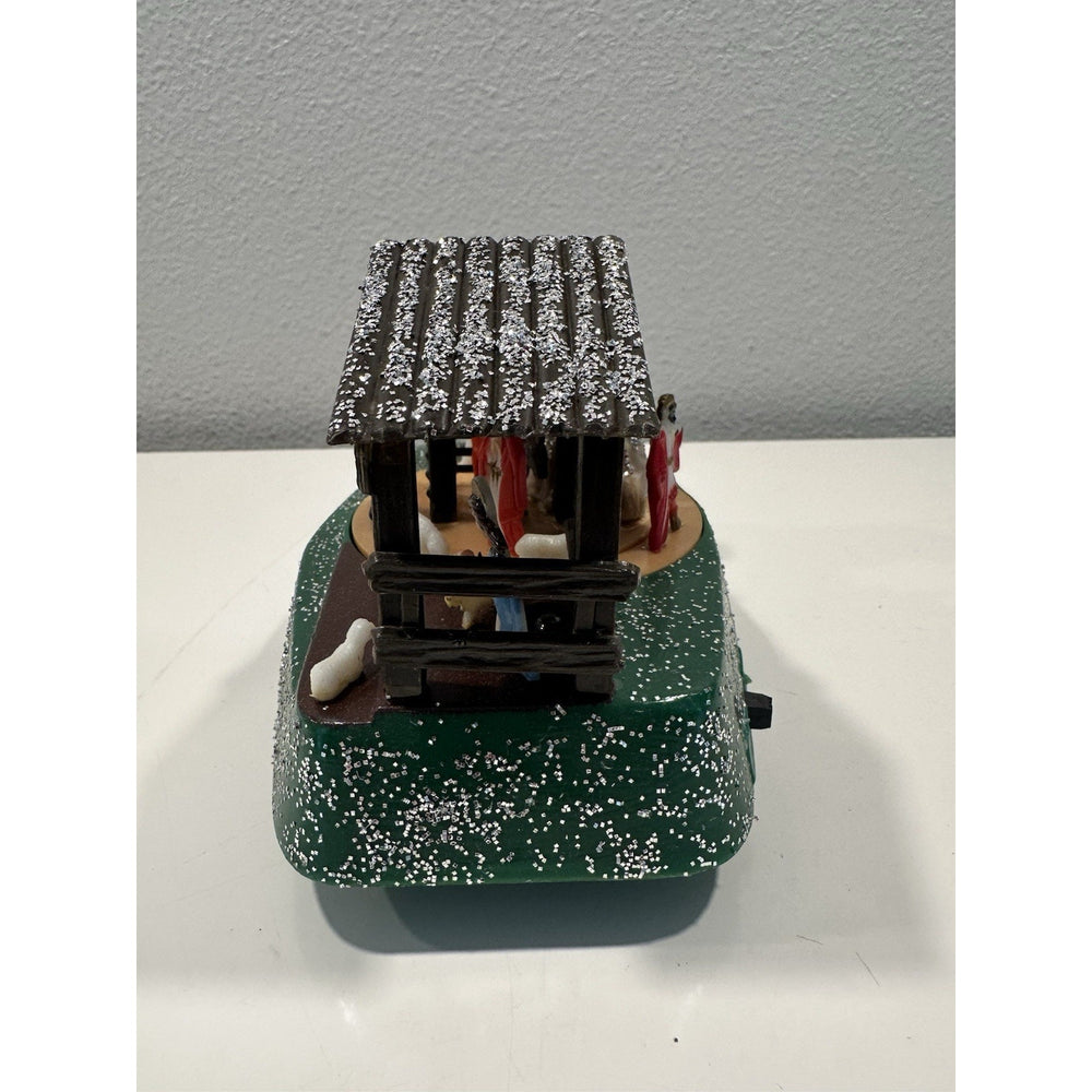 VINTAGE *NEW* 1970's Hand Painted Nativity Set Movable Stage Music Box