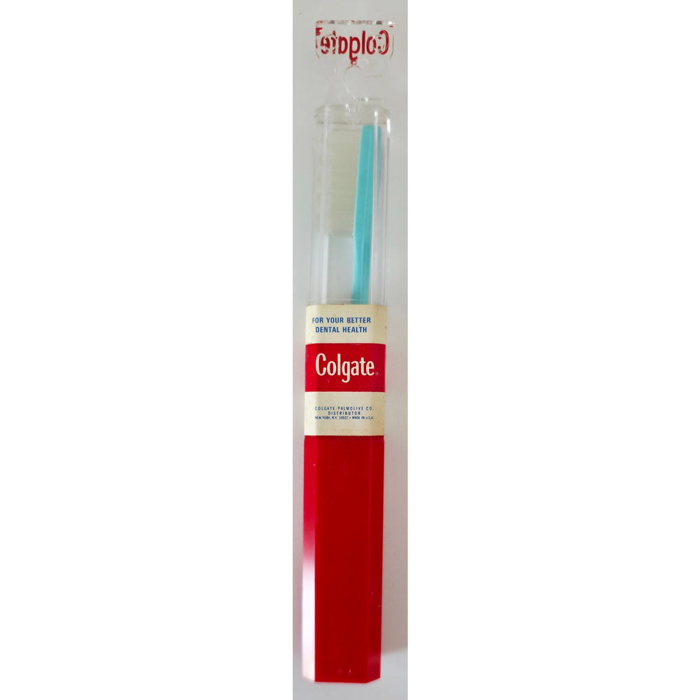 VINTAGE *NEW* 1960's Colgate Medium Bristle Toothbrush - Blue