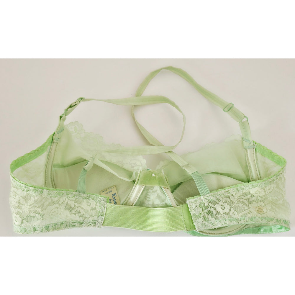 VINTAGE *NEW* 1960's Empire Foundation Women's Green Lace Push Up Bra Size 34A