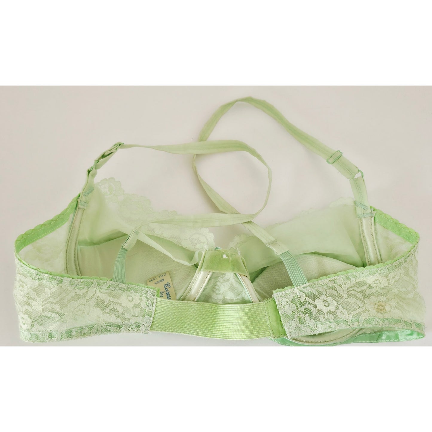 VINTAGE *NEW* 1960's Empire Foundation Women's Green Lace Push Up Bra Size 34A