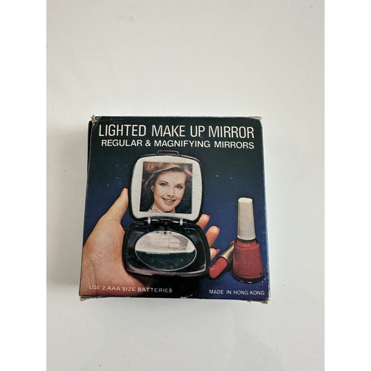 VINTAGE *NEW* 1980's Lighted Double Make Up Magnifying Mirror