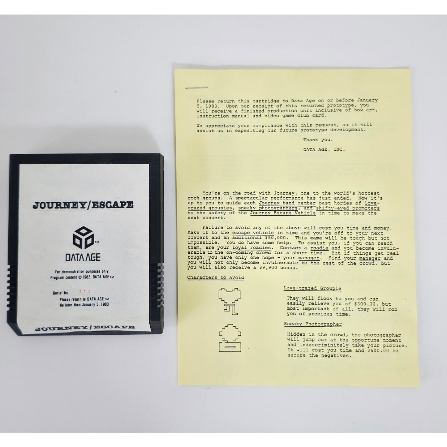Atari 2600 1982 Journey Escape Video Game Unsold Dealer Stock Demo #114
