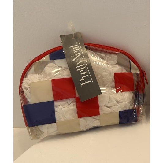 VINTAGE *NEW* 1989 Goody 1633/T Pretty Neat Cosmetic Zip Bag 5" X 6.5" Rd/Wht/Bl
