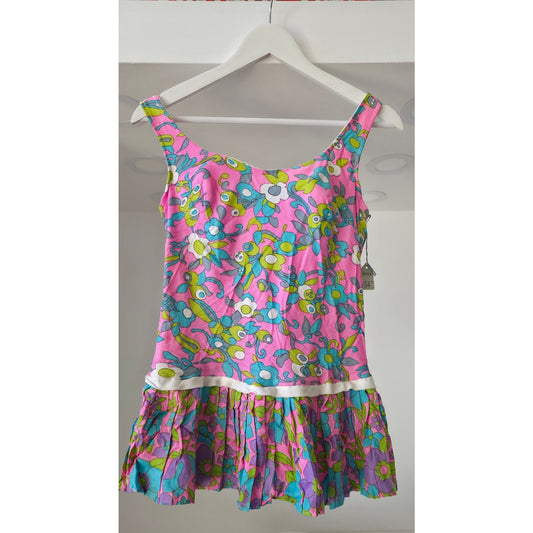 VINTAGE *NEW* 1960's Women's Multicolor Flower Print One Piece Swimsuit | Bathing Suit Size 34 USA