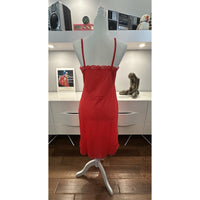VINTAGE *NEW* 1960's Kayser Slip Real Red Size 36 100% Nylon w/ Lace Trim