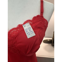 VINTAGE *NEW* 1960's Kayser Slip Real Red Size 36 100% Nylon w/ Lace Trim